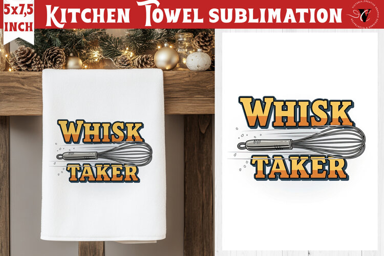 Christmas kitchen towel sublimation | Holiday baking print example image 1