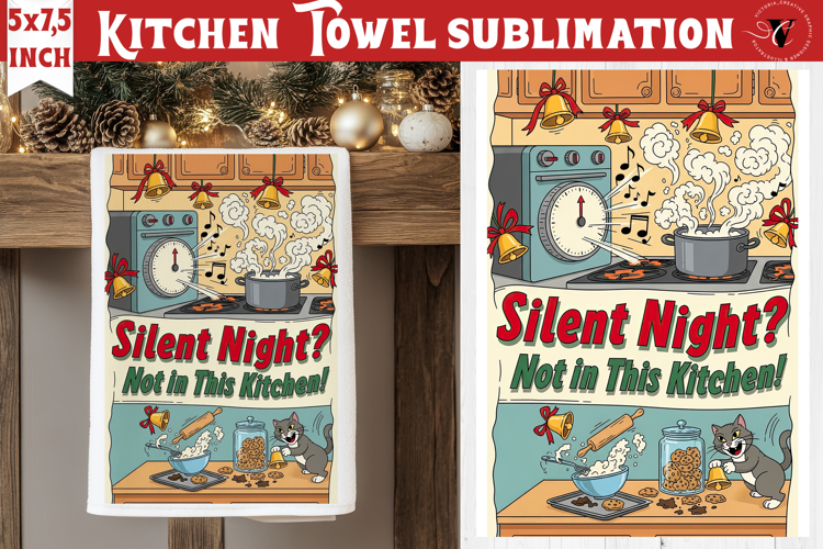 Christmas kitchen towel sublimation | Holiday baking print
