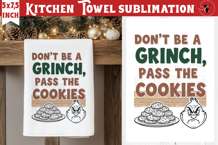 Christmas kitchen towel sublimation | Holiday baking print