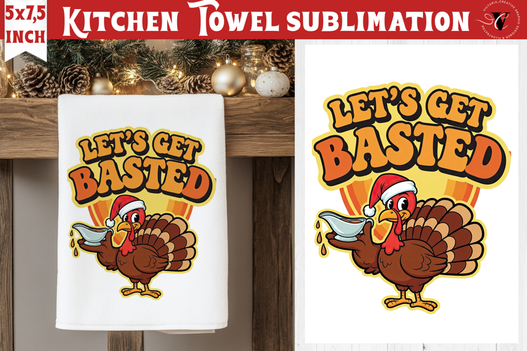 Christmas kitchen towel sublimation | Holiday baking print