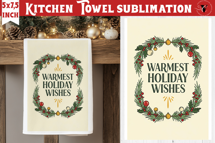 Christmas kitchen towel sublimation | Holiday baking print