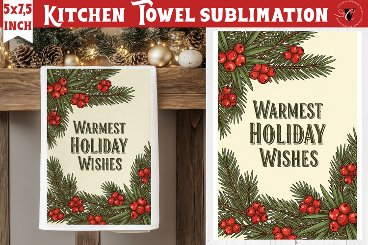 Christmas kitchen towel sublimation | Holiday baking print