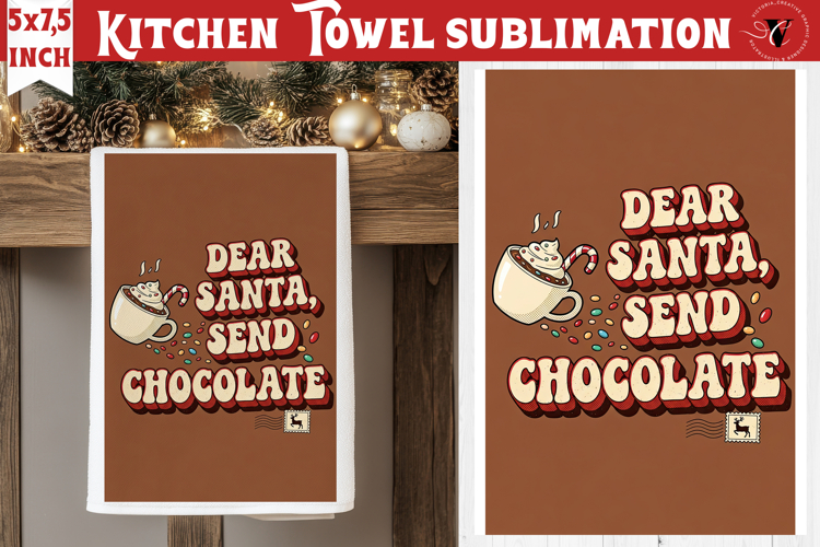 Christmas kitchen towel sublimation | Holiday baking print