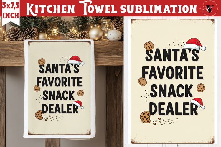 Christmas kitchen towel sublimation | Holiday baking print