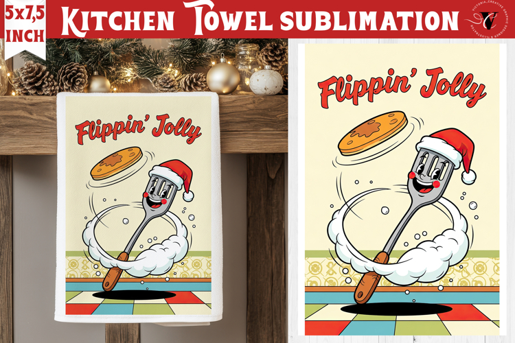 Christmas kitchen towel sublimation | Holiday baking print