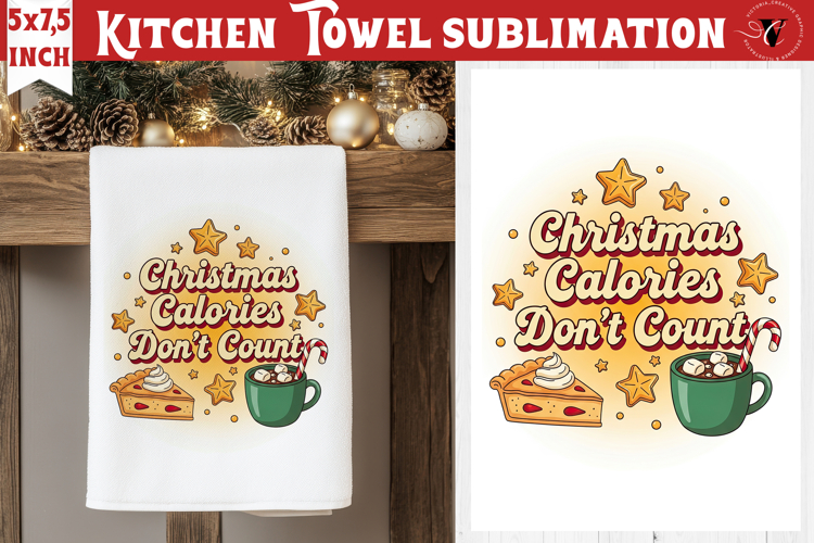 Christmas kitchen towel sublimation | Holiday baking print