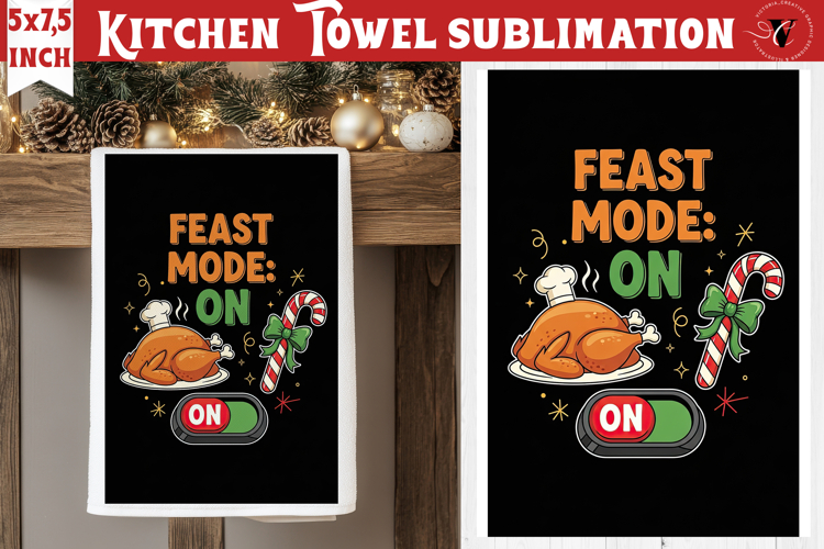 Christmas kitchen towel sublimation | Holiday baking print