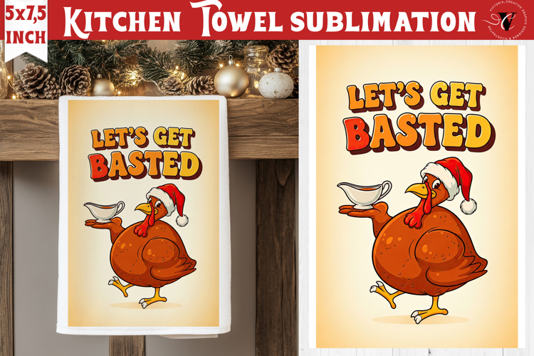 Christmas kitchen towel sublimation | Holiday baking print