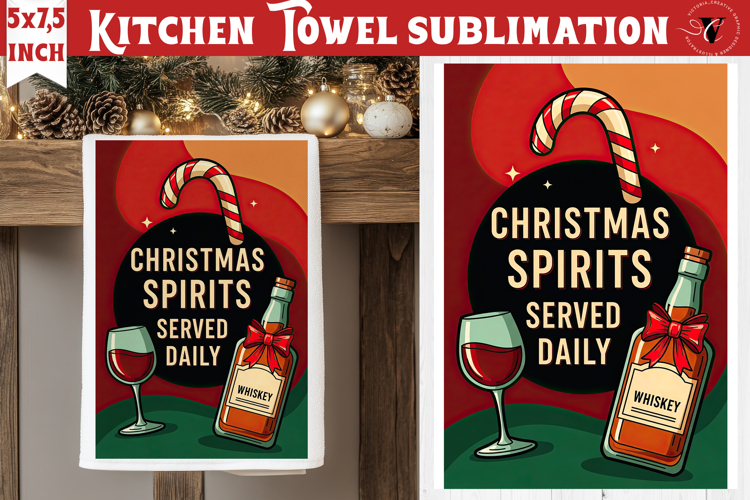 Christmas kitchen towel sublimation | Holiday baking print