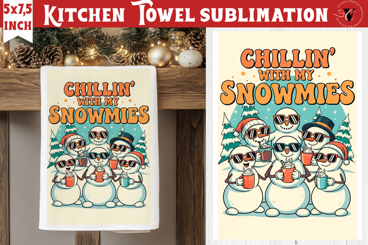 Christmas kitchen towel sublimation | Holiday baking print