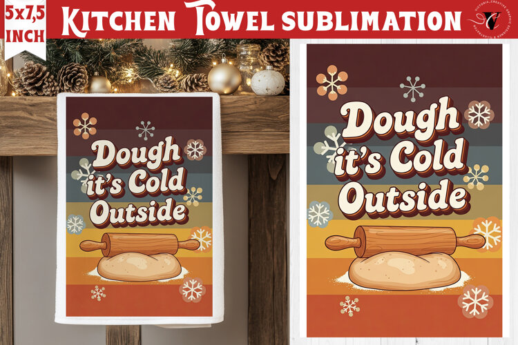 Christmas kitchen towel sublimation | Holiday baking print example image 1