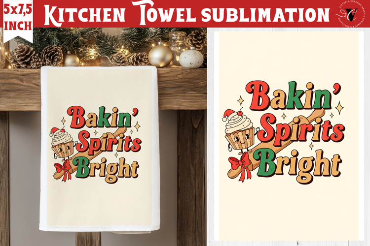 Christmas kitchen towel sublimation | Holiday baking print