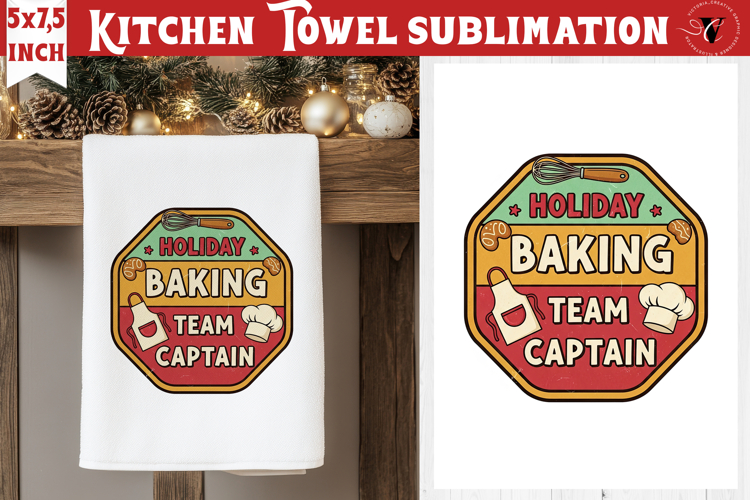 Christmas kitchen towel sublimation | Holiday baking print