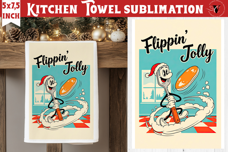 Christmas kitchen towel sublimation | Holiday baking print