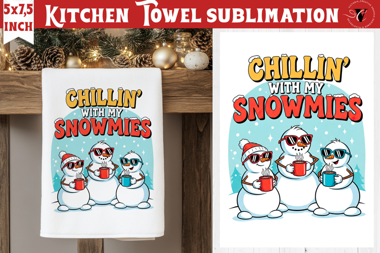 Christmas kitchen towel sublimation | Holiday baking print