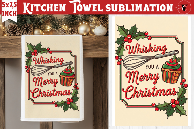 Christmas kitchen towel sublimation | Holiday baking print