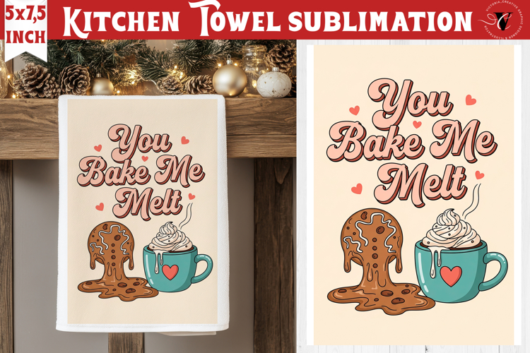 Christmas kitchen towel sublimation | Holiday baking print