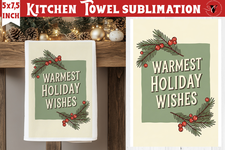 Christmas kitchen towel sublimation | Holiday baking print