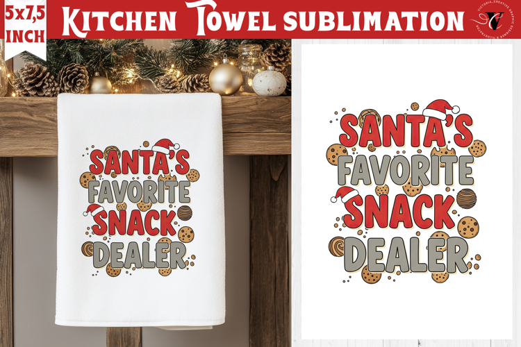 Christmas kitchen towel sublimation | Holiday baking print