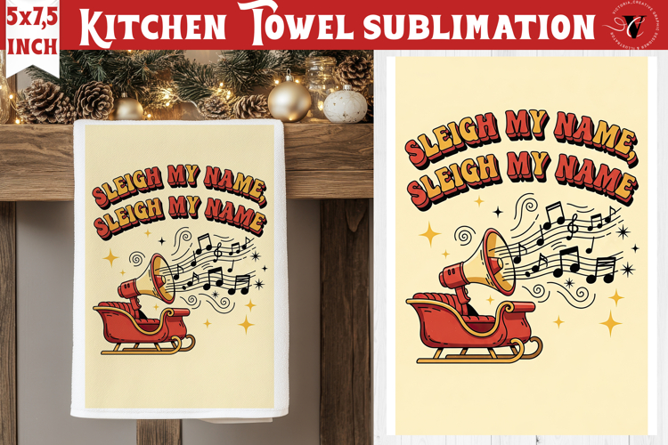 Christmas kitchen towel sublimation | Holiday baking print