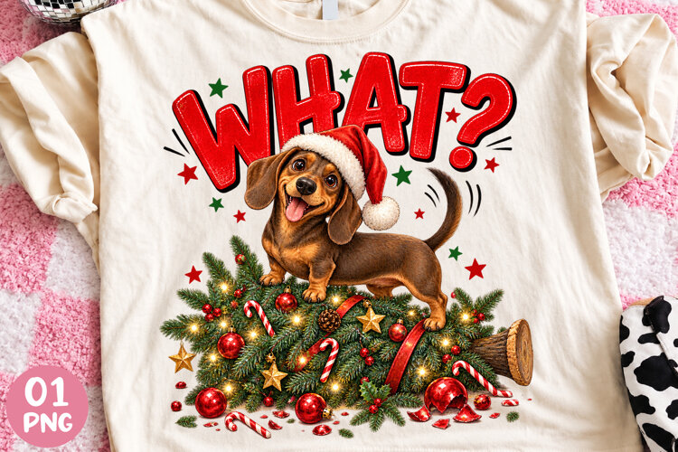 Funny Christmas Tree What, Dachshund Dog example image 1