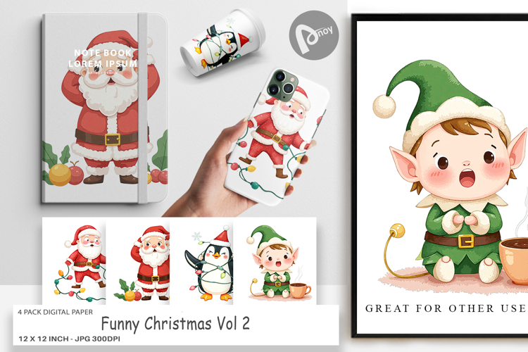 Digital Paper Funny Christmas