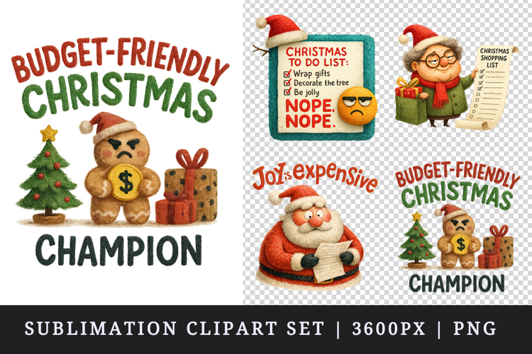 Funny Christmas clipart printable sublimation design png
