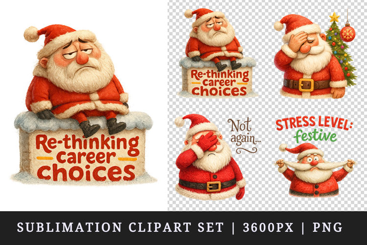 Funny Christmas clipart printable sublimation design png