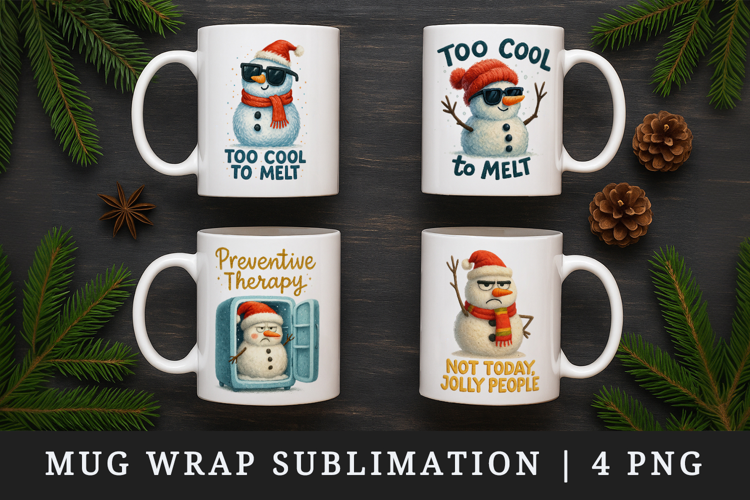 Funny Christmas mug wrap printable sublimation design