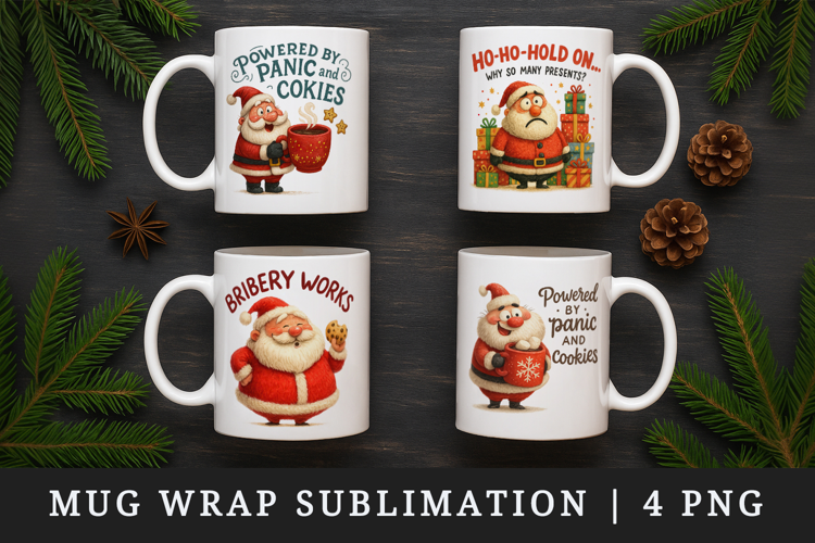 Funny Christmas mug wrap printable sublimation design