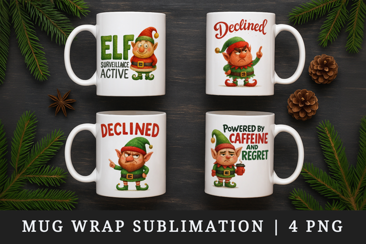 Funny Christmas mug wrap printable sublimation design