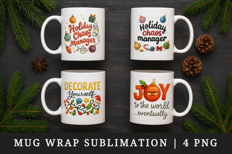 Funny Christmas mug wrap printable sublimation design