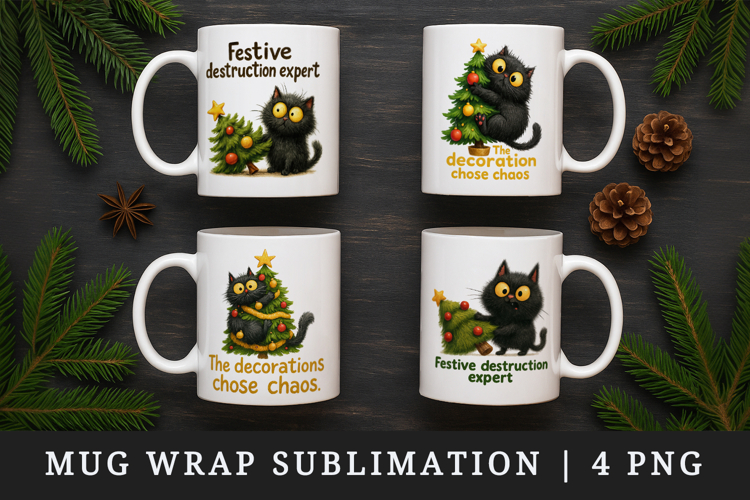 Funny Christmas mug wrap printable sublimation design
