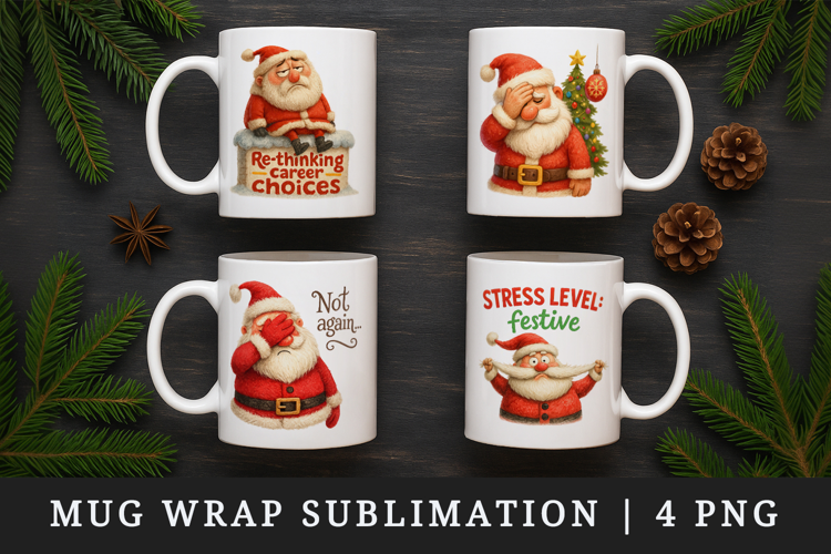Funny Christmas mug wrap printable sublimation design