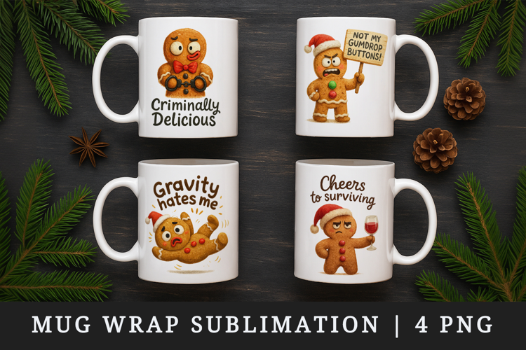 Funny Christmas mug wrap printable sublimation design