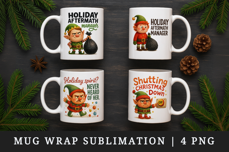 Funny Christmas mug wrap printable sublimation design