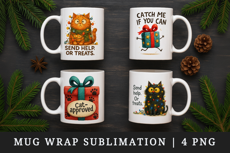 Funny Christmas mug wrap printable sublimation design