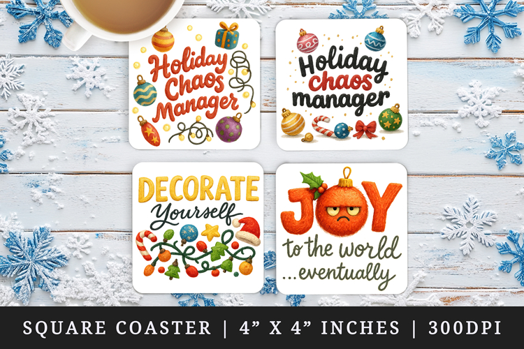 Funny Christmas square coaster sublimation, coasters design