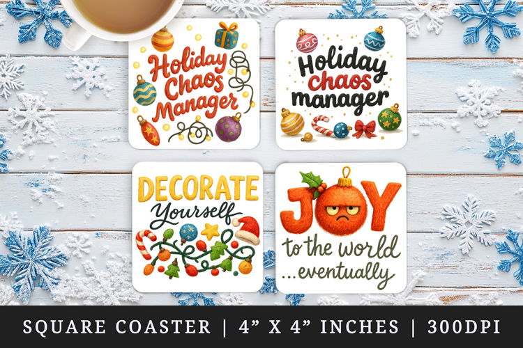 Funny Christmas square coaster sublimation, coasters design