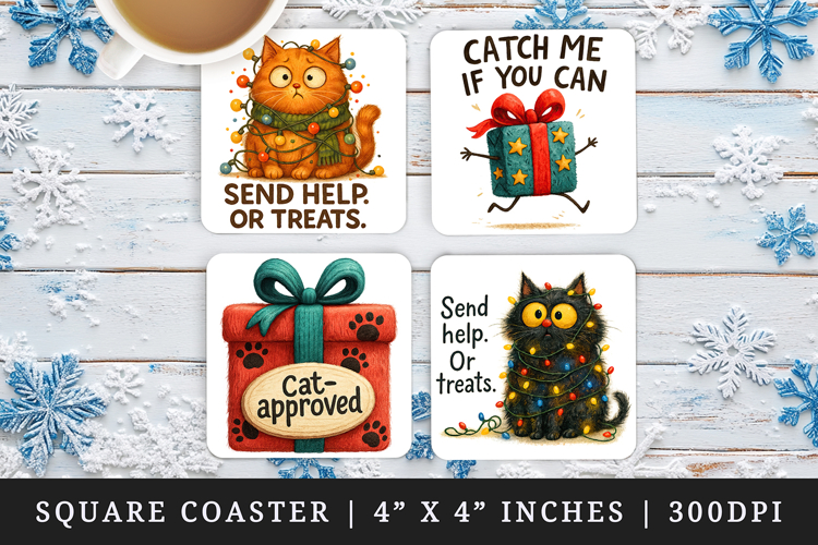 Funny Christmas square coaster sublimation, coasters design