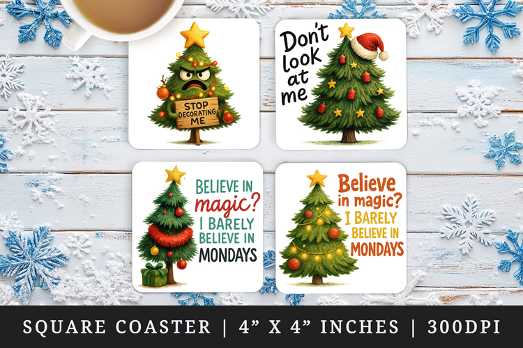 Funny Christmas square coaster sublimation, coasters design