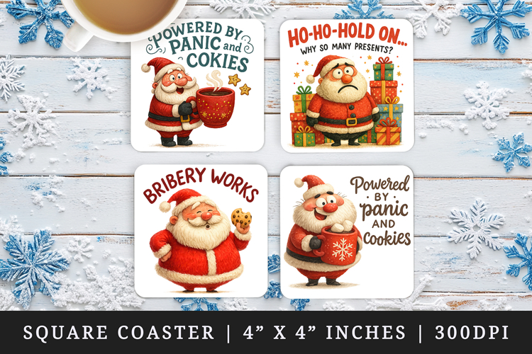 Funny Christmas square coaster sublimation, coasters design
