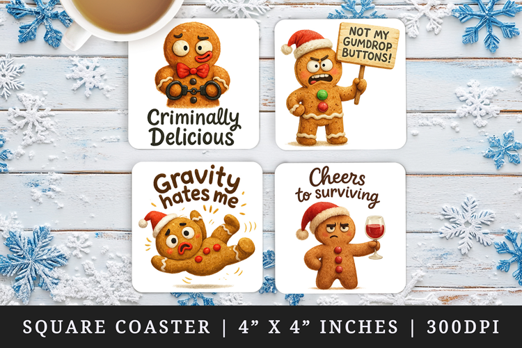 Funny Christmas square coaster sublimation, coasters design