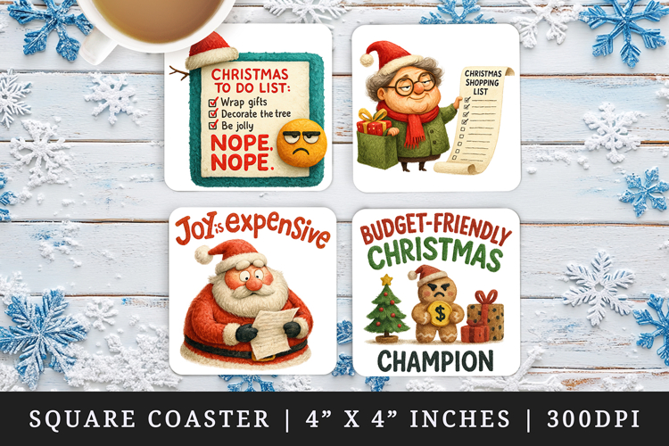 Funny Christmas square coaster sublimation, coasters design
