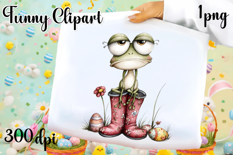 Funny Whimsical Frog Clipart PNG | Cute Frog Character