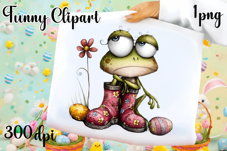 Funny Whimsical Frog Clipart PNG | Cute Frog Character