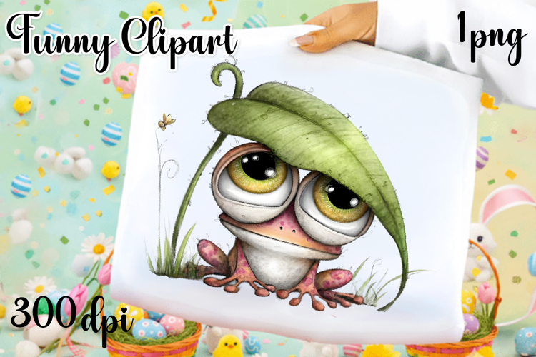 Funny Whimsical Frog Clipart PNG | Cute Frog Character