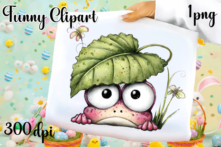 Funny Whimsical Frog Clipart PNG | Cute Frog Character