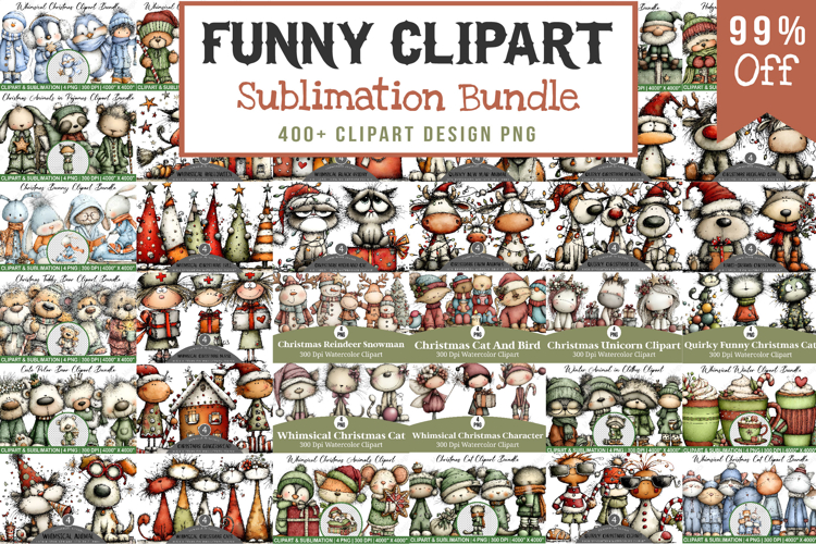 Funny Clipart Sublimation Bundle - 412 PNG Design