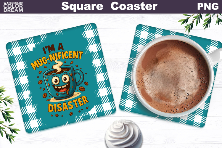 Funny Coffee Square Coaster | Coffee Quote Sublimation